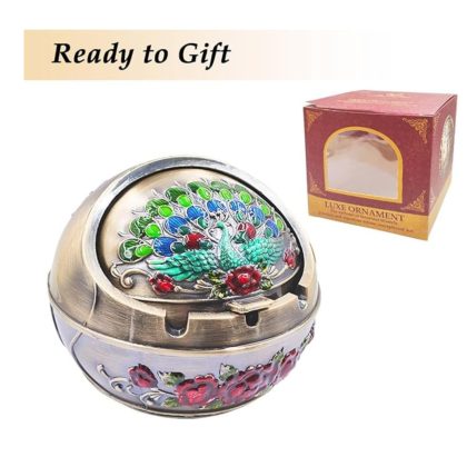 Metal and stone sigaret Ashtray.