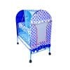 Blue baby swing cradle with mosquito net, foldable design, and comfy bedding