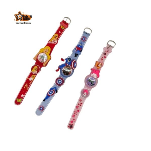 Colorful baby hand watch with cartoon character design for toddlers