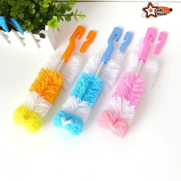 Durable baby bottle cleaning brush with sponge tip for easy bottle washing