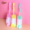 Durable baby bottle cleaning brush with sponge tip for easy bottle washing