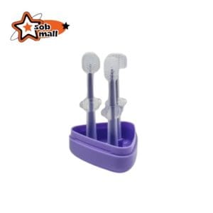 Baby toothbrush set with soft bristles and hygienic stand for gentle infant oral care
