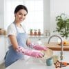 Waterproof rubber cleaning gloves with long cuff design for kitchen dishwashing and household cleaning