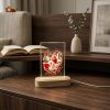 3D Crystal Anniversary Gift Lamp with Interlocking Hearts and LED Wooden Base - Sobmall