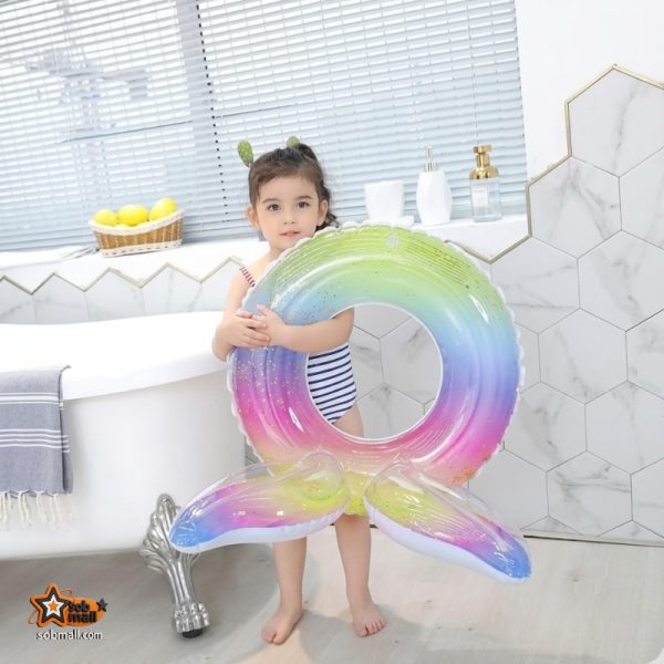 kids inflatable swim ring colorful rainbow pool float for toddlers