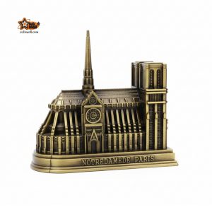 Antique Bronze Finish Notre Dame de Paris Cathedral Metal Model Sculpture - Sobmall